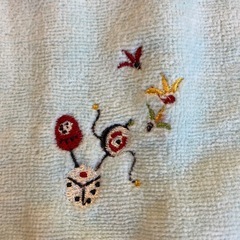 M2511-438 ハンドタオル 和柄 水色 ハンカチ 未使用品の画像