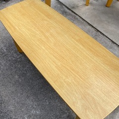 木製ダイニングテーブル&ベンチチェア2脚セットの画像