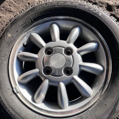 【ホイール2本セット】スズキラパン純正アルミホイール HE21S アルミホイール 13インチ　2本セット スタッドレスタイヤ付　中古の画像