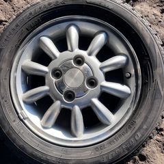 【ホイール2本セット】スズキラパン純正アルミホイール HE21S アルミホイール 13インチ　2本セット スタッドレスタイヤ付　中古の画像