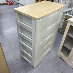 プラチェスト 5段 ウッドトップ 幅73cm ホワイト 大容量 73×41.5×99cm 衣類収納 タンス 札幌市手稲区の画像