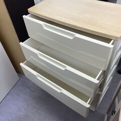 プラチェスト 5段 ウッドトップ 幅73cm ホワイト 大容量 73×41.5×99cm 衣類収納 タンス 札幌市手稲区の画像