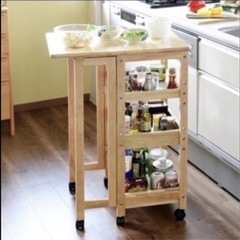 🎀 YAMAZEN 🎀バタフライワゴン🦋 キャスター付き3段❣️✨(折りたたみ)✨キッチン作業台❣️極上美品💖説明書付き❣️❣️ の画像