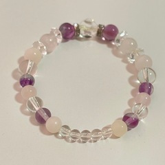 アメシスト ローズクォーツ 　水晶 ブレスレットの画像