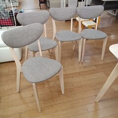 ★リユースのサカイつくば店★TK7462  ダイニングテーブル＆椅子4脚セット アイボリー H75×D80×W140 クリーニング済みの画像