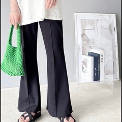 脚長フレア センタープレス セミフレア イージーパンツの画像