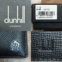 dunhill ダンヒル 二つ折り財布 折財布 さいふ サイフ wallet 小銭入れ有 小銭入れあり 小銭入れアリ 小銭入れ付き black ブラック黒色系無地ジャイアンツ似ロゴ ジャイアンツロゴレザーメンズmen’s男性用、紳士の画像