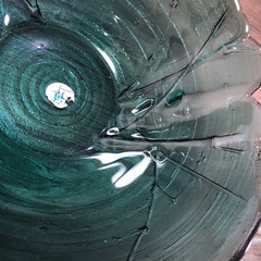 カメイガラスボウル　竹柄緑　藍色の画像