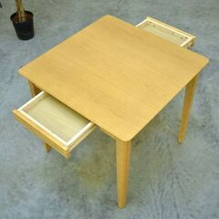 ≪yt1711ジ限-中≫ ニトリ ダイニングテーブル スクエア NA/ナチュラル 引き出し付き 三栄 中古家具/リユースストレージ仙台 61202-03の画像