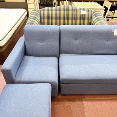 ニトリ カウチソファ ３人掛け ソファ ブルー系の画像