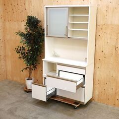 ≪yt2064ジ≫ 綾野製作所 キッチンボード/食器棚 中古家具/宮城県仙台市 リユースストレージ仙台 71005-06の画像