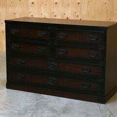 ≪yt2072ジ≫ 大川家具 民芸箪笥 4段6杯 中古家具/宮城県仙台市 リユースストレージ仙台 71009-04の画像