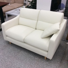 【ニトリのNポケットシリーズ】2人掛けソファ ラブソファ 合成皮革 Nポケット ソファ　クッション付き　：ホワイトの画像