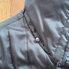 ファー、フード付き レディース キルティングロングコート ブラック Fサイズ
の画像