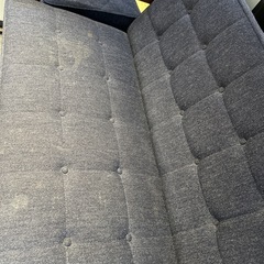 配達可【カリモク　2シーター　オットマンセット】【ネイビー】クリーニング済み【管理番号1127】 仲の画像