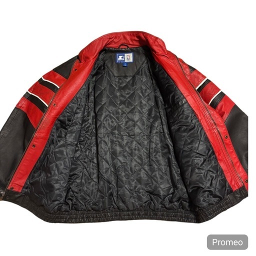 ✨希少・人気✨ STARTER 本革BULLSレザージャケット XL 赤黒 (東京お宝