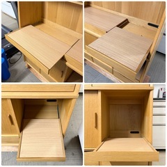 【超美品‼️】定価17万♪ ウニコ 119cm幅キッチンボード(シグネ) 食器棚 収納家具 オーク材ナチュラルブラウン♪の画像