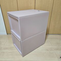 RISU スタックシステムケース ワイドL ピンク2段の画像