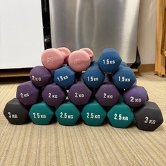 【お買い得‼️】ダンベル 18点セット！ 総重量36kg！ エクササイズ  鉄アレイ ゴムコーティング ラバーコーティングの画像