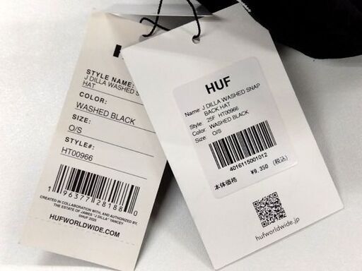 未使用品 HUF キャップ 帽子 J DILLA WASHED SNAPBACK HAT ブラック