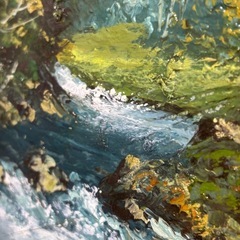 風景画 油彩画 木製フレームガラスケース　41×34の画像