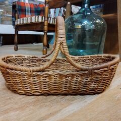 持ち手付き 浅めのバスケット 籠 かご カゴ 小物入れ　/TJ-2673 2Fの画像