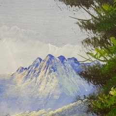 風景画 油彩画 金色フレーム付き木製フレームガラスケース　57×47の画像