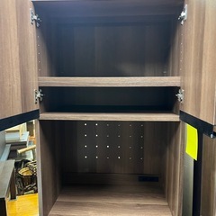 ジャングルジャングル貝塚店　レンジ台　レンジラック　食器棚　コンセント付き　木目　ブラウン　中古　リユース　貝塚市　二色浜の画像