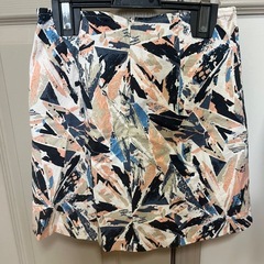 ②多色抽象葉模様タイトスカート　韓国購入　幾何学模様のミニスカートの画像
