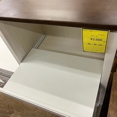 ジャングルジャングル貝塚店　レンジ台　キッチンラック　レンジラック　ウッドトップ　アイボリー　木目　中古　リユース　貝塚市　二色浜の画像