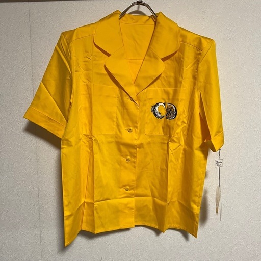 Christian Dior ロゴ刺繍入りイエロー半袖シャツ　Mサイズ