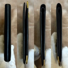 dunhill ダンヒル 二つ折り財布 折財布 さいふ サイフ wallet 小銭入れ無 札入れ black ブラック黒色系 無地ロゴレザースペイン製メンズmen’s男性用紳士の画像