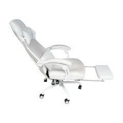 【大人気】GTPacing ゲーミングチェア　白 リクライニング オットマンの画像