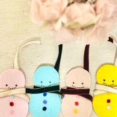 リンゴノ製作所:フェルトで雪だるまのハンドメイドの画像