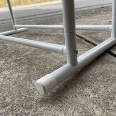 【リユースショップスパークル】ハンガーラック　No.165　ホワイト　スチール　2連　衣類収納　コンパクトサイズ　高さ調整可能!　配送可能♪の画像