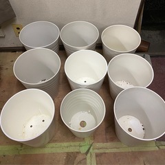 【白いプラスチック鉢カバー8点4セットあり／観葉植物用・中古】の画像