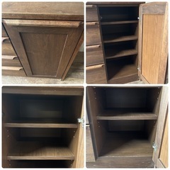 木製キャビネット カウンターボード ウォールナット チェスト タンス 箪笥 天然木 自然塗装  アンティークの画像