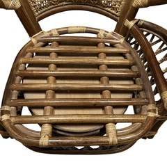 藤家具セット 回転座椅子ロータイプ & スツール ラタン マガジンラック付きの画像