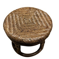 藤家具セット 回転座椅子ロータイプ & スツール ラタン マガジンラック付きの画像