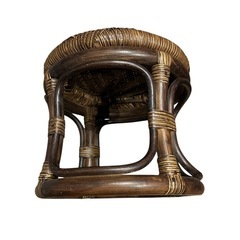 藤家具セット 回転座椅子ロータイプ & スツール ラタン マガジンラック付きの画像