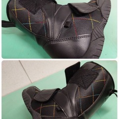 ● 7)キッズ ジュニア スノーボードブーツ 23-24cm カラフル ステッチ×黒 カッコイイ 可愛い 子供用 (ZOMA 130cm セット ばらし品) 中古 ③の画像