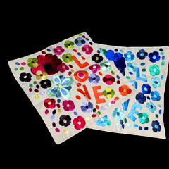 YSL美術館の花柄 LOVE 刺繍 クッションカバー 45ｘ45 2個セット新品の画像