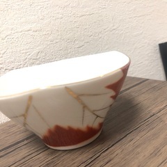 有田焼　オレンジ＆金箔　花柄小鉢の画像