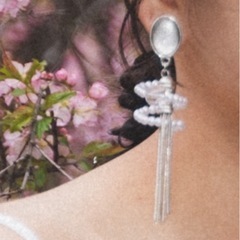 パール×メタルタッセルイヤリング｜ブライダル・前撮りに◎ 一度のみ使用 美品の画像