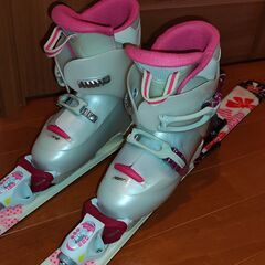 Kissmark　スキー120cm、ビンディング、ブーツ、ストックの4点セットの画像