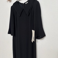 HIROKO KOSHINO 衿付き　ロングワンピース　マキシ丈　ブラック　9号　の画像