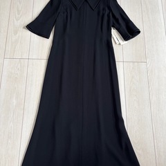 HIROKO KOSHINO 衿付き　ロングワンピース　マキシ丈　ブラック　9号　の画像
