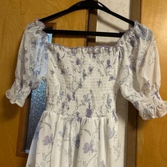 ワンピース　膝下丈　半袖　夏用　シフォン生地　裏地ありの画像