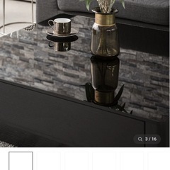 ガラス天板　ローテーブル　高級　ブラック　収納付きの画像