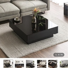 ガラス天板　ローテーブル　高級　ブラック　収納付きの画像